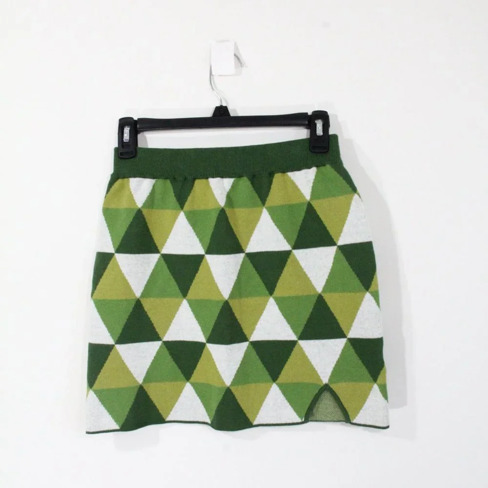 Another Girl Free People Skirt NEW Women green Geo Knit Mini Skirt Medium